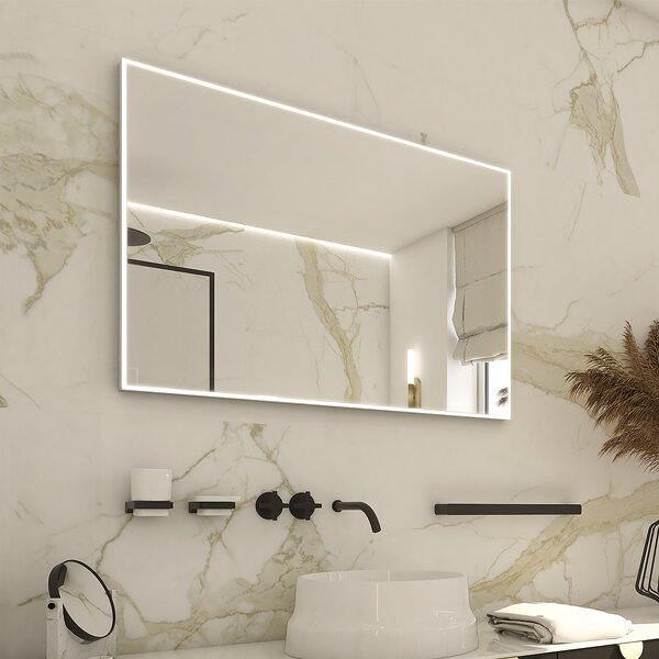 Zrcadlo do koupelny 100x70 s osvětlením v tenkém rámu po obvodu NIMCO ZP 13004