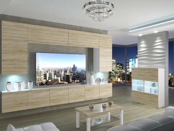 Obývací stěna 300 cm TV dubová dub sonoma IMP