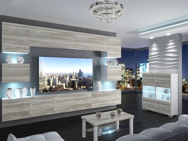 Obývací stěna 300 cm TV šedá antracit grafit IMP