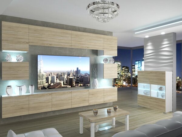 Obývací stěna 300 cm TV dubová dub wotan dub sonoma IMP