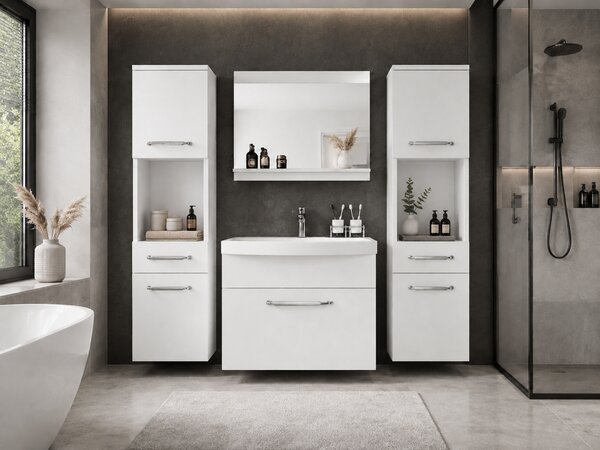 Koupelnový nábytek skříňky s umyvadlem a zrcadlem bílá matná ROD PRIMO M 6/0/W/W/0/ZINC