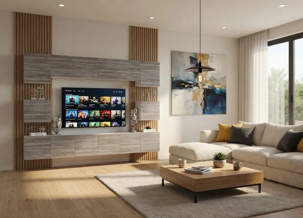 Obývací stěna 300 cm TV šedá antracit grafit IMP