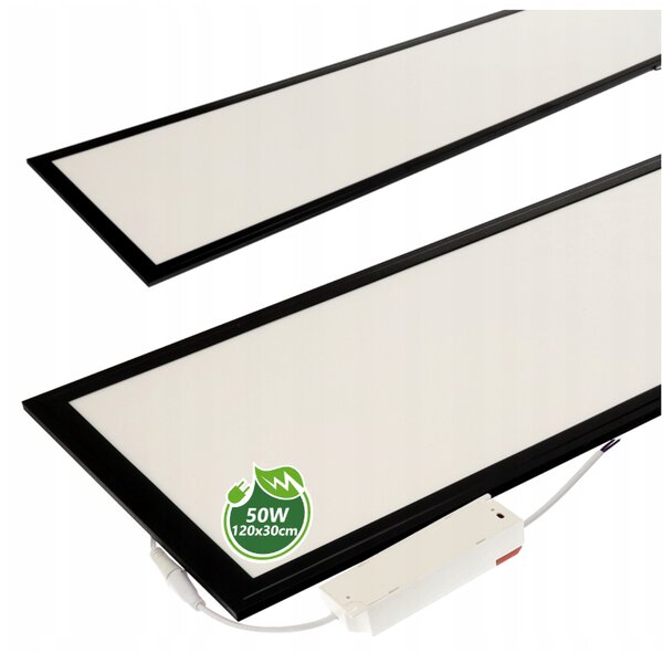 BERGE LED panel povrchový - 30x120 - 50W - černý - neutrální bílý