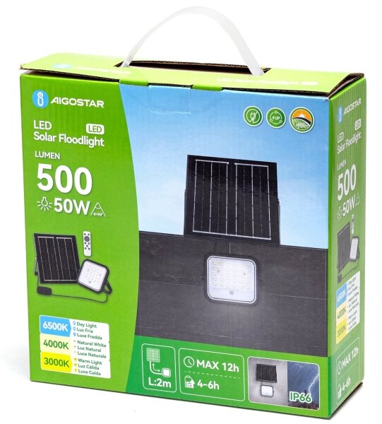 Aigostar - LED Stmívatelný solární reflektor LED/50W/3,4V IP66 + DO