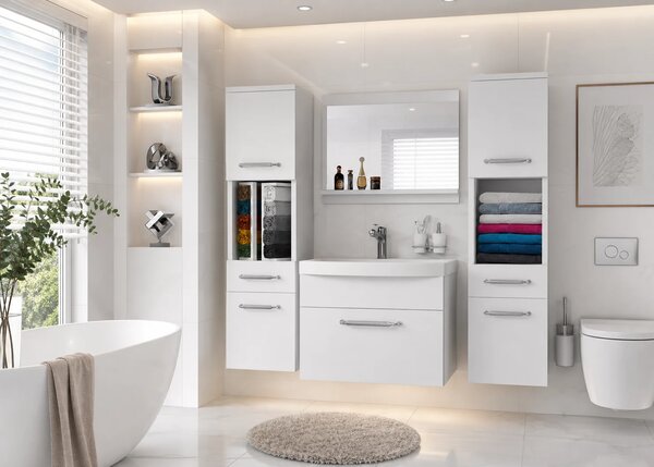 Koupelnový nábytek skříňky s umyvadlem a zrcadlem bílá matná ROD PRIMO M 6/0/W/W/0/ZINC