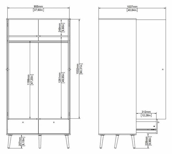 Bílá šatní skříň 99x200 cm Bodo – Tvilum