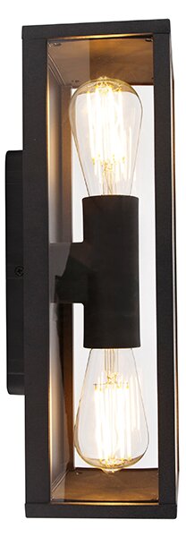 Chytré nástěnné svítidlo černé 38 cm 2-světla IP44 vč. Wifi ST64 - Charlois