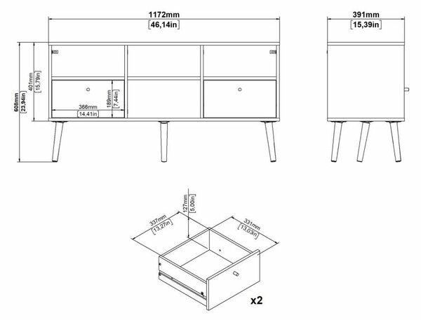 Bílý TV stolek 117x61 cm Bodo – Tvilum