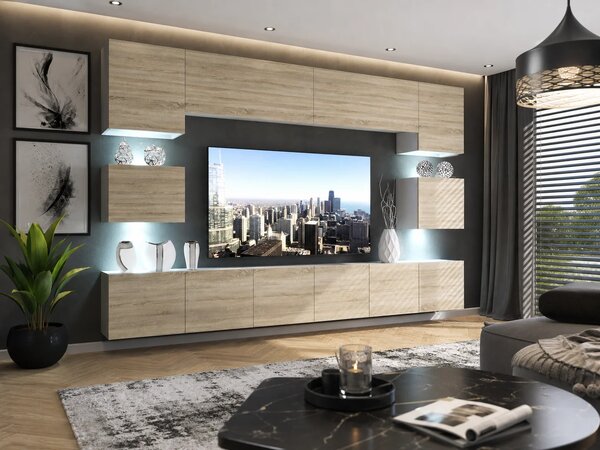 Obývací stěna 300 cm TV dubová dub wotan dub sonoma IMP