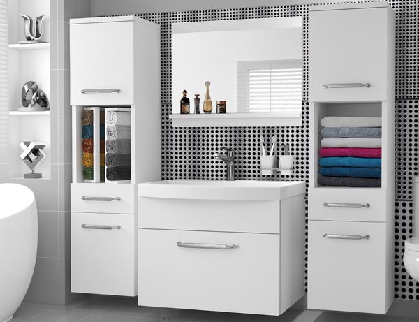 Koupelnový nábytek skříňky s umyvadlem a zrcadlem bílá matná ROD PRIMO M 6/0/W/W/0/ZINC