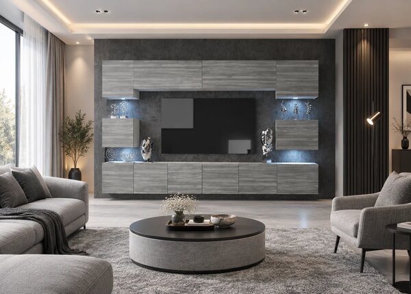Obývací stěna 300 cm TV šedá antracit grafit IMP