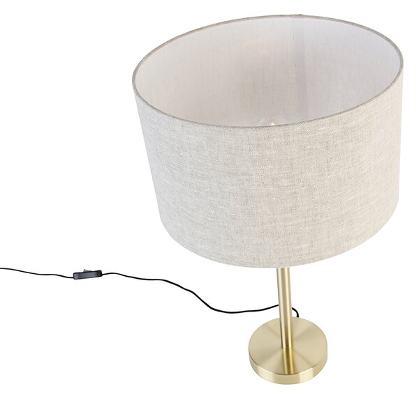 Klasická stolní lampa mosazná se světle šedým stínítkem 35 cm - Simplo