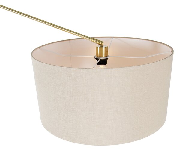 Stojací lampa zlatá s světle hnědým stínítkem 50 cm nastavitelná - Editor