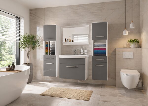 Koupelnový nábytek skříňky s umyvadlem a zrcadlem šedá antracit grafit ROD PRIMO M 6/0/W/SR/0/ZINC