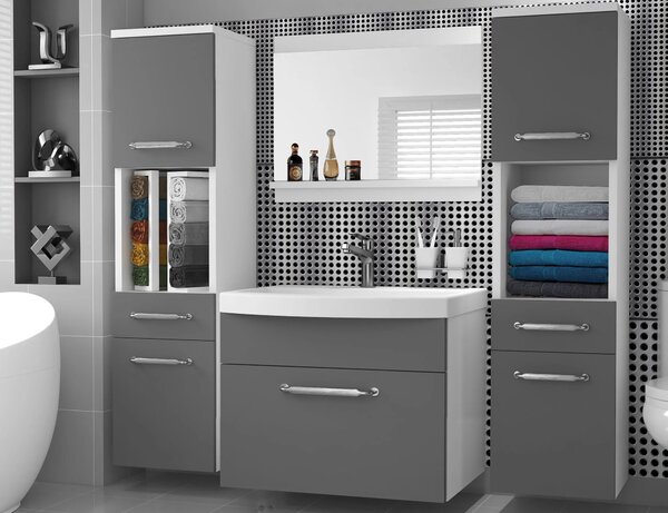 Koupelnový nábytek skříňky s umyvadlem a zrcadlem šedá antracit grafit ROD PRIMO M 6/0/W/SR/0/ZINC