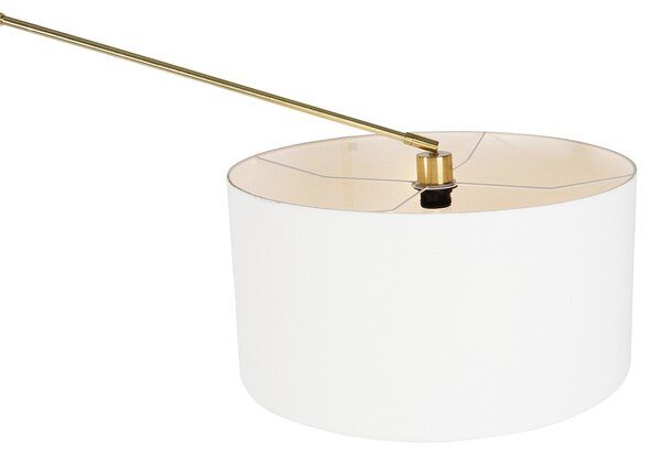 Moderní stojací lampa zlatá s stínítkem bílým 50 cm nastavitelná - Editor