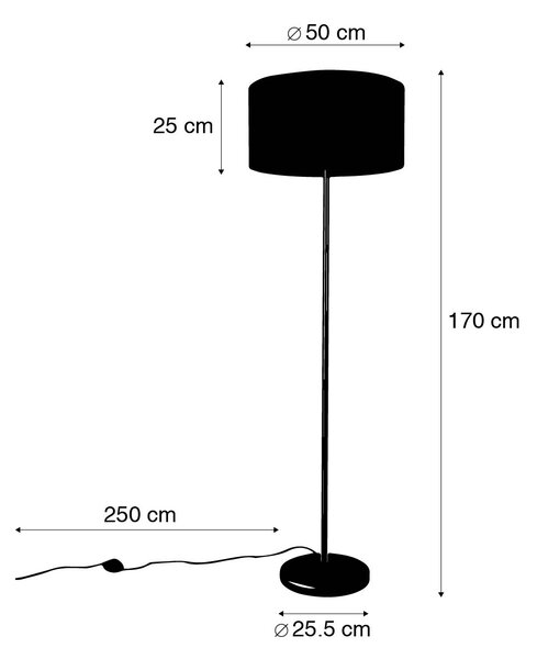 Stojací lampa černá s stínítkem bílým 50 cm - Simplo