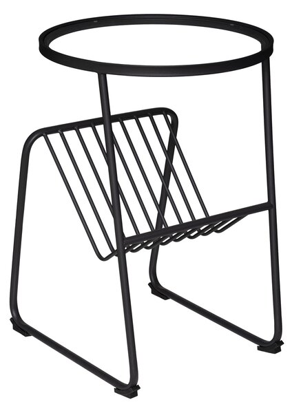 Odkládací stolek se stojanem na noviny JOY, kov, černý