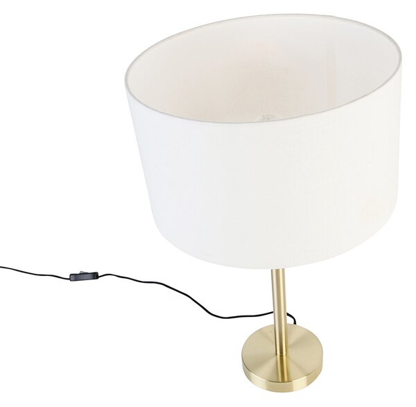 Klasická stolní lampa mosazná s bílým stínítkem 35 cm - Simplo
