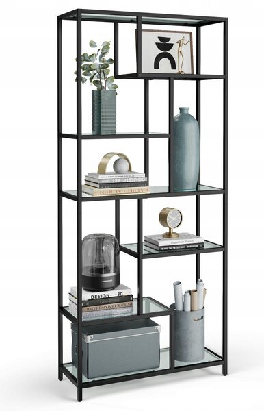 Regál Songmics 80 cm x 180 cm x 30 cm černý, průhledný
