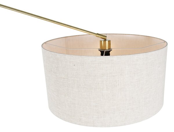 Stojací lampa zlatá se světle šedým stínítkem 50 cm nastavitelná - Editor