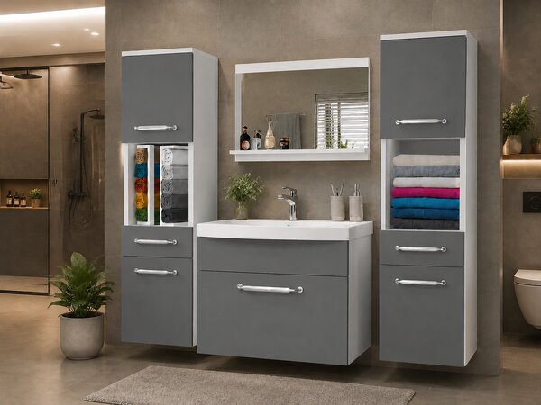Koupelnový nábytek skříňky s umyvadlem a zrcadlem šedá antracit grafit ROD PRIMO M 6/0/W/SR/0/ZINC