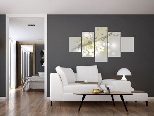 Obraz rozkvetlé větvičky (125x70 cm)