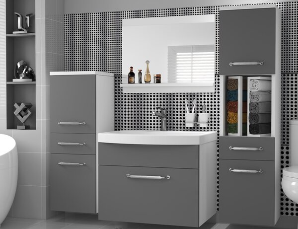 Koupelnový nábytek skříňky s umyvadlem a zrcadlem šedá antracit grafit ROD PRIMO M 5/0/W/SR/0/ZINC