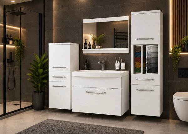 Koupelnový nábytek skříňky s umyvadlem a zrcadlem bílá matná ROD PRIMO M 5/0/W/W/0/ZINC