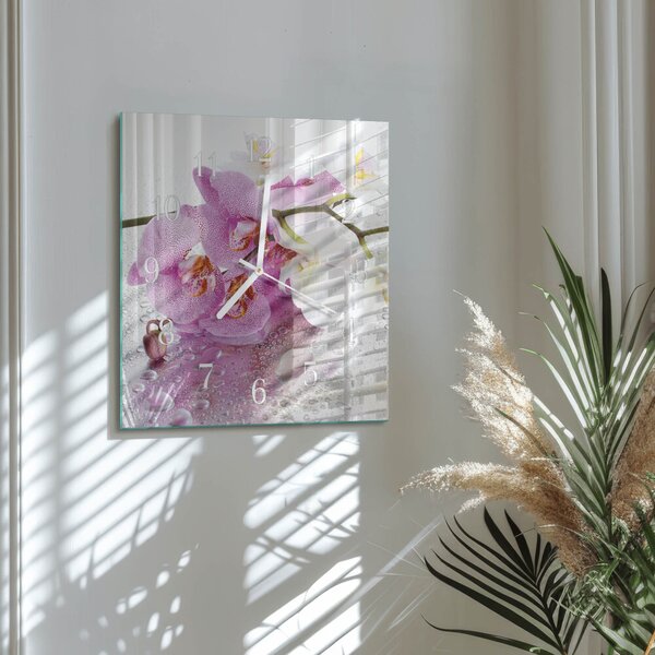 Skleněné hodiny Orchidej zskb-30x30-00083588