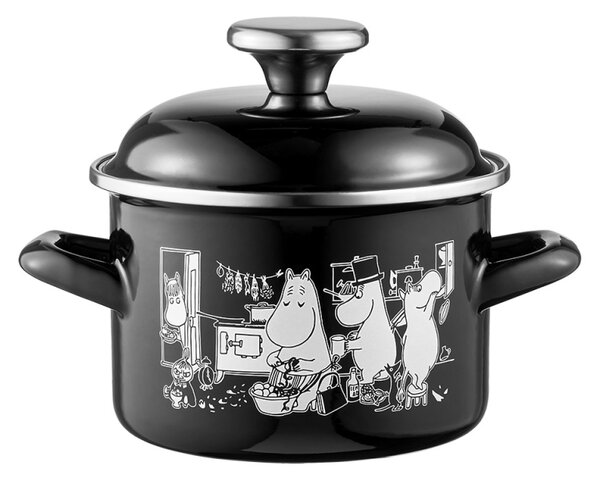 Muurla Hrnec Moomins in the Kitchen 1,5l, černo-bílý