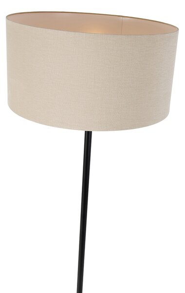 Stojací lampa černá s stínítkem světle hnědým 50 cm - Simplo