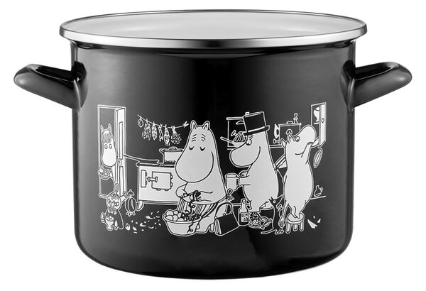 Muurla Hrnec Moomins in the Kitchen 3,5l, černo-bílý