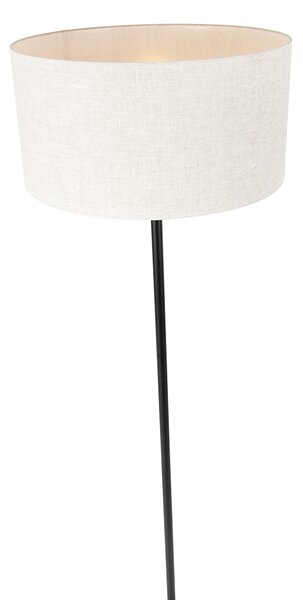 Stojací lampa černá s světle šedým stínítkem 50 cm - Simplo
