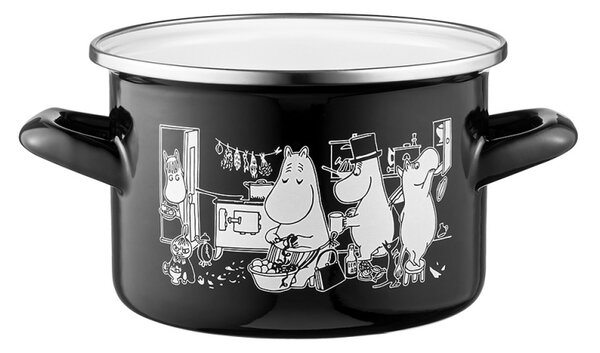 Muurla Hrnec Moomins in the Kitchen 1,5l, černo-bílý