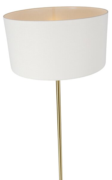 Stojací lampa mosazná s bílým stínítkem 50 cm - Simplo