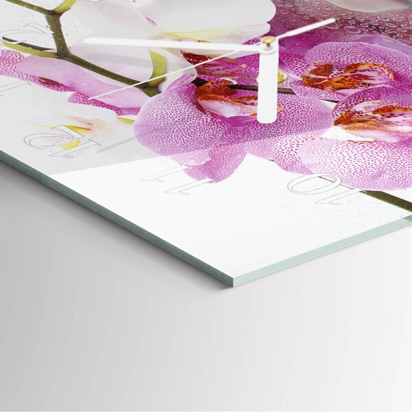Skleněné hodiny Orchidej zskb-30x30-00083588