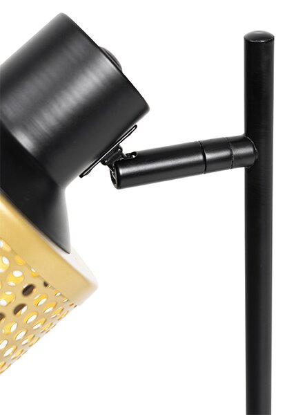 Průmyslová stolní lampa černá se zlatem - Kayden