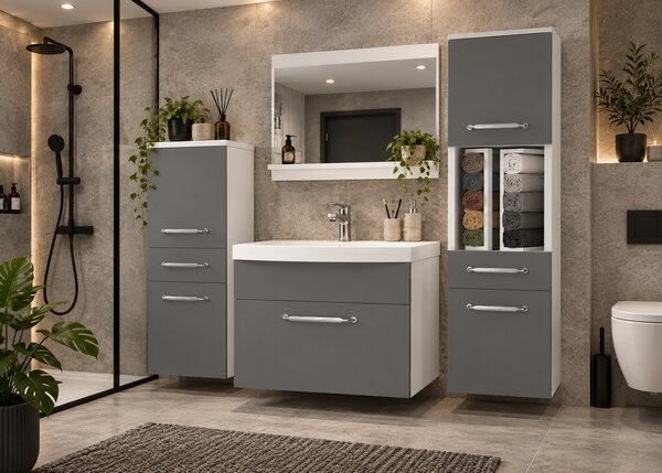 Koupelnový nábytek skříňky s umyvadlem a zrcadlem šedá antracit grafit ROD PRIMO M 5/0/W/SR/0/ZINC