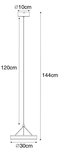 Ocelové závěsné svítidlo 30 cm vč. LED 3-stupňové stmívatelné - Lyani