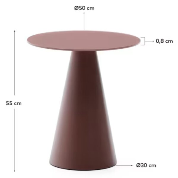 Matně červený skleněný kulatý odkládací stolek Kave Home Wilshire 50 cm