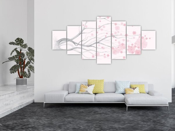 Obraz - Růžové květy (210x100 cm)