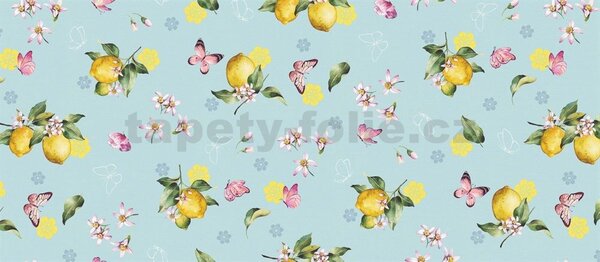 Ubrus PVC 3581527, metráž, 20 m x 140 cm, větvičky s citróny na zeleném podkladu, IMPOL TRADE