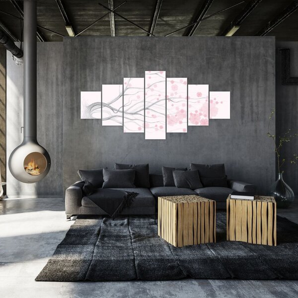 Obraz - Růžové květy (210x100 cm)