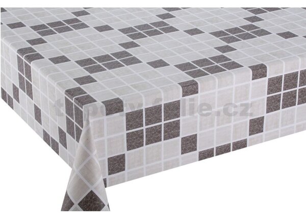 Ubrus PVC 3581171, metráž, 20 m x 140 cm, kostky šedo-hnědé, IMPOL TRADE