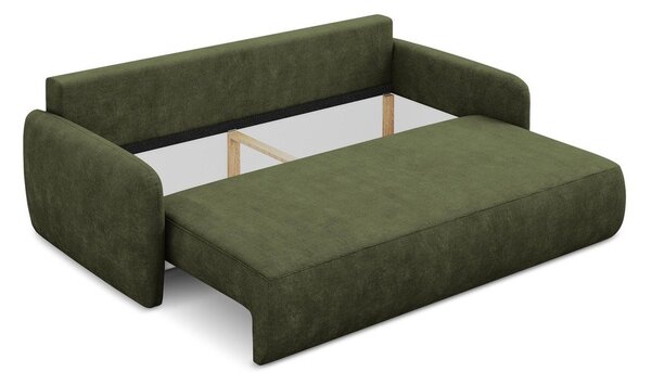 Zelená žinylková rozkládací/s úložným prostorem pohovka 218 cm Lilo – Makamii