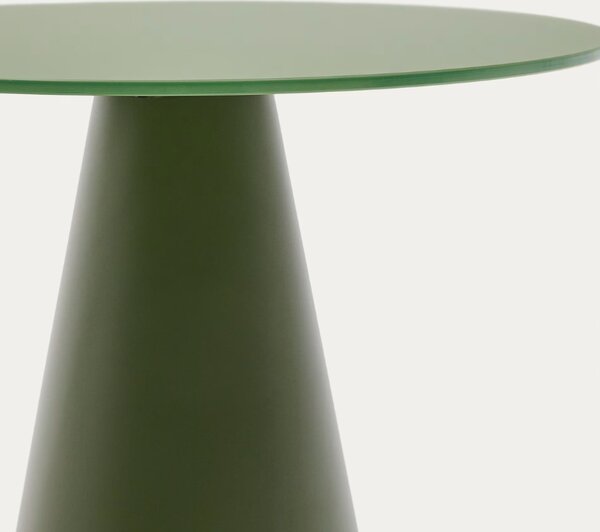 Matně zelený skleněný kulatý odkládací stolek Kave Home Wilshire 50 cm
