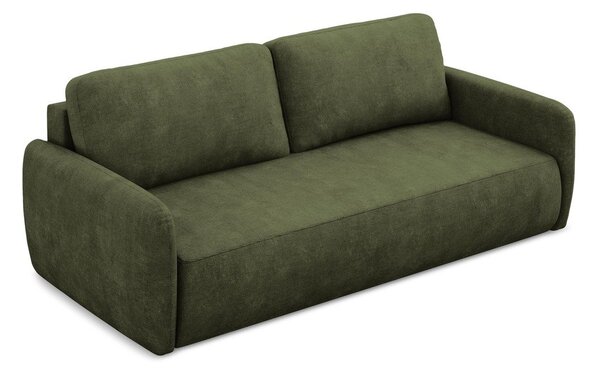 Zelená žinylková rozkládací/s úložným prostorem pohovka 218 cm Lilo – Makamii