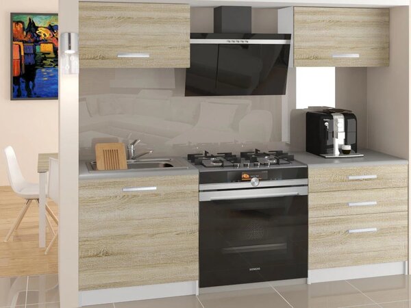 Kuchyňská linka Belini 120 cm dub sonoma s pracovní deskou Vulcano2
