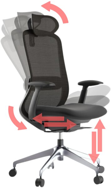 MERCURY Ergonomická kancelářská židle UNO - černá síťovina